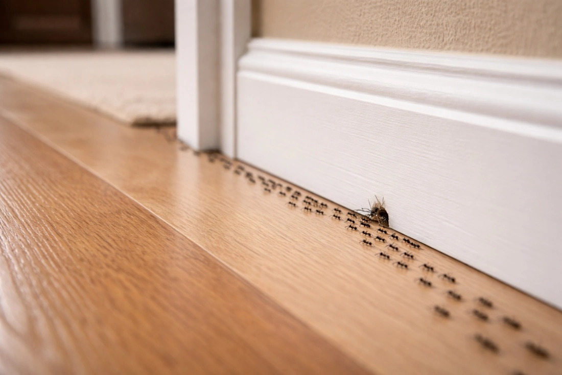 documented ant trail along baseboard entry point orange county ca 714-236-1200