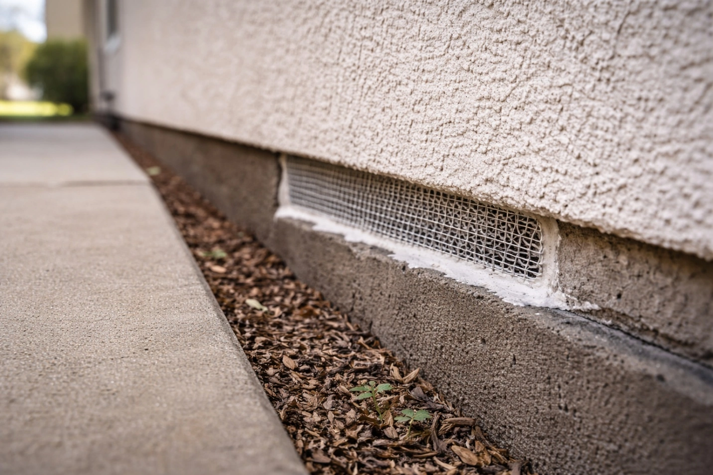 Sealed rodent entry point with mesh and sealant Orange County CA pest control