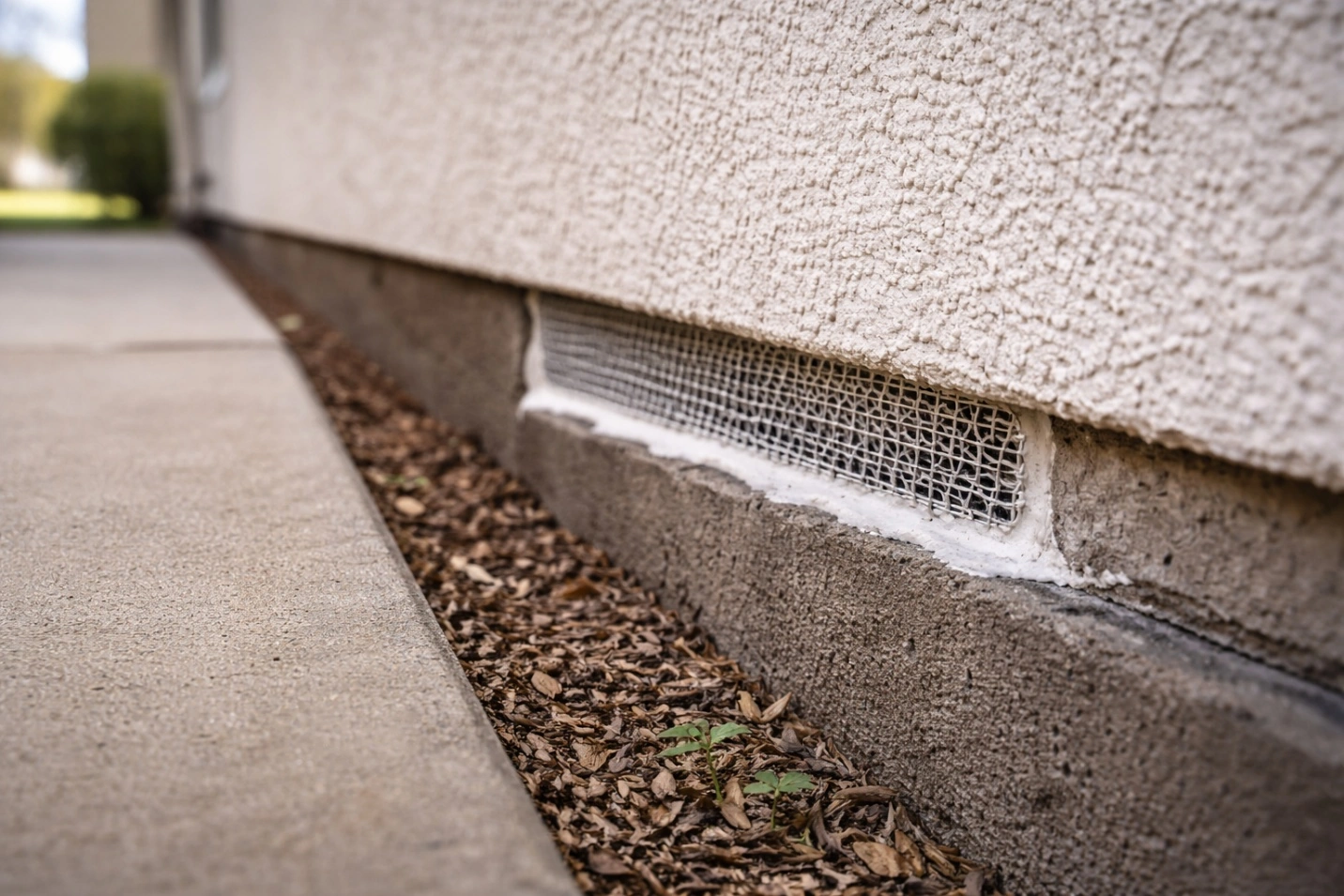 Rodent exclusion sealed entry point on home foundation Orange County CA pest control repair