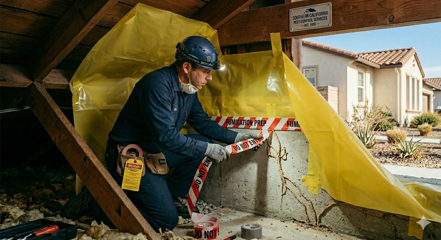 termite fumigation preparation at southern california home pest control service