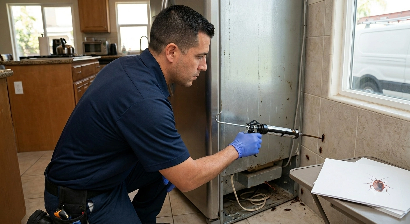 roach treatment plan behind appliances orange county ca 714-236-1200
