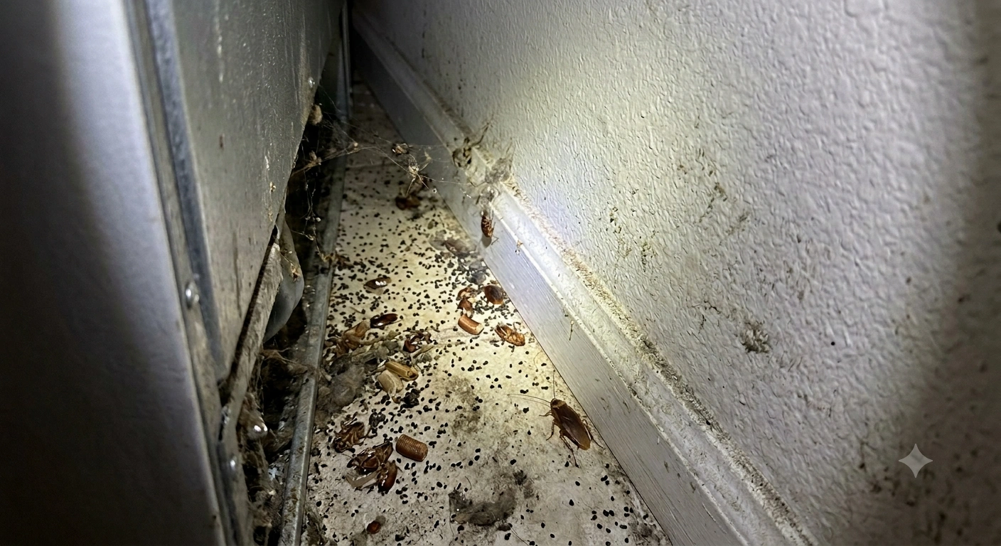roach signs behind refrigerator orange county ca 714-236-1200